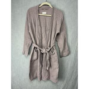 Happy Place 100% Organic Cotton Midi Robe Pink Mauve Women's Size S